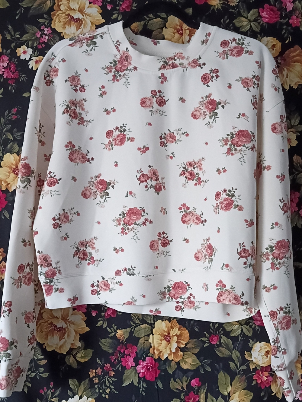 AS Revival Floral Print White Sweatshirt Top - Women's Floral Pullover